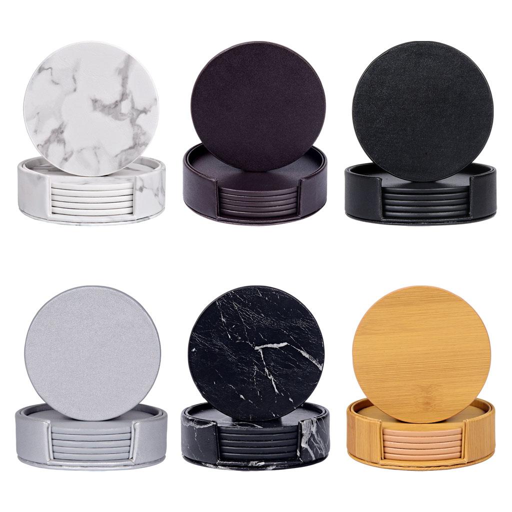 Marble Coaster Set - Sous-verres ronds en marbre avec support,