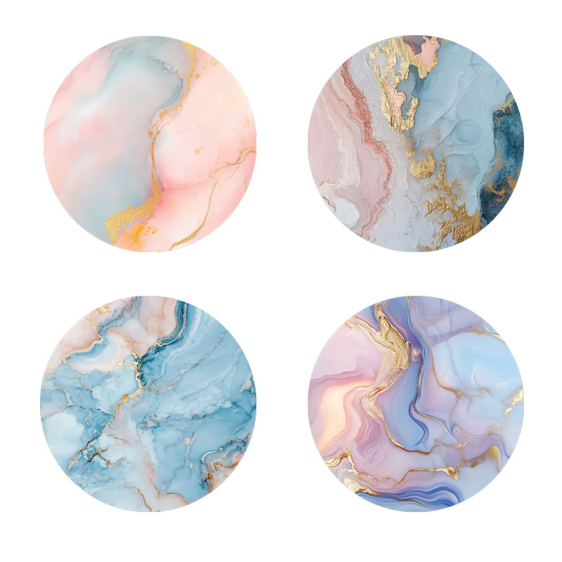 Marble Coaster Set - 4 sous-verres imprimés motif marbre, antidérapants
