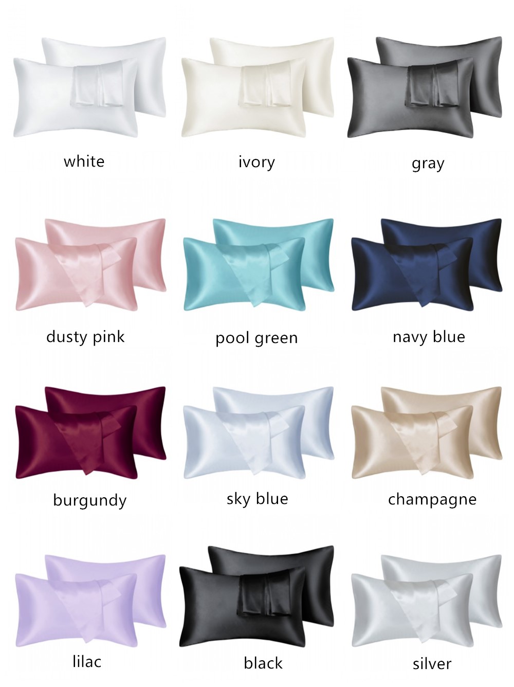 2 pièces/lot solide soyeux Sat - Silk Pillowcase avis et prix